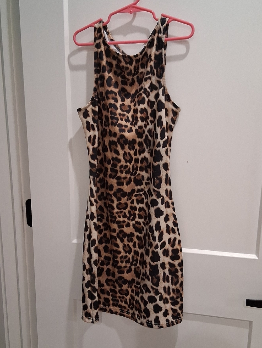Leopard Print Sleeveless Bodycon Dress - Tan/Black